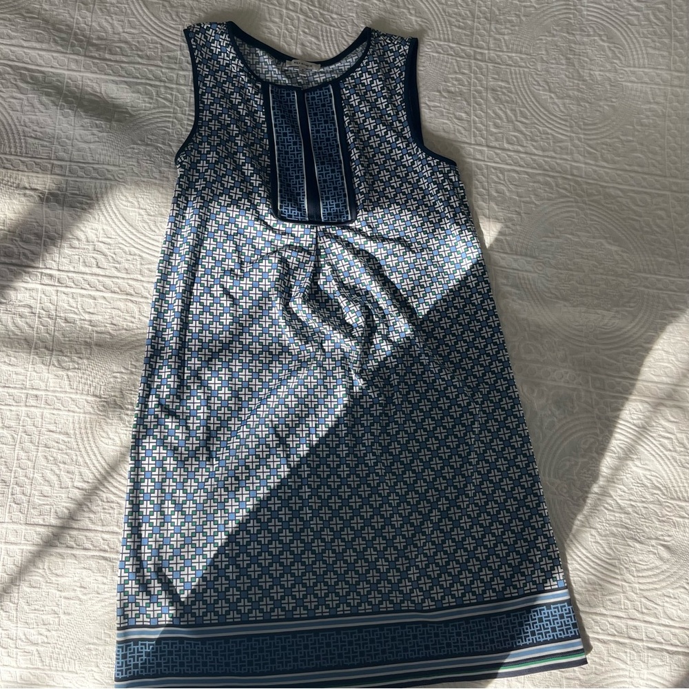 Max Studio Navy Geometric Midi Dress